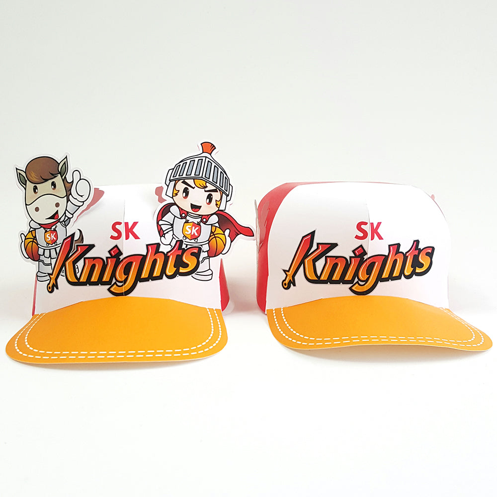 Custom pop-up event caps with basketball team mascot design