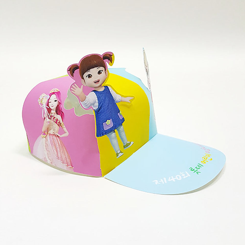 Custom pop-up event cap with princess character design for kids