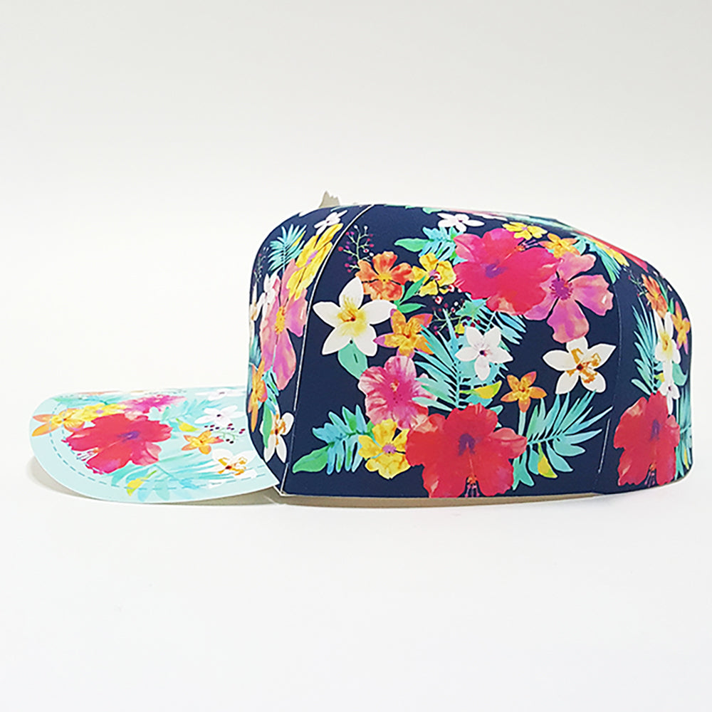 Custom pop-up event cap with tropical floral pattern design